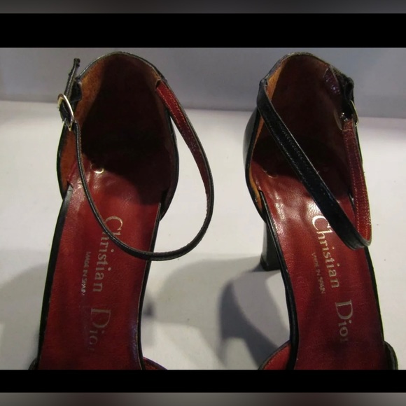 CHRISTIAN DIOR VINTAGE ANKLE STRAP STILLETTO HEELS 1970s SIZE 9 - Picture 4 of 8
